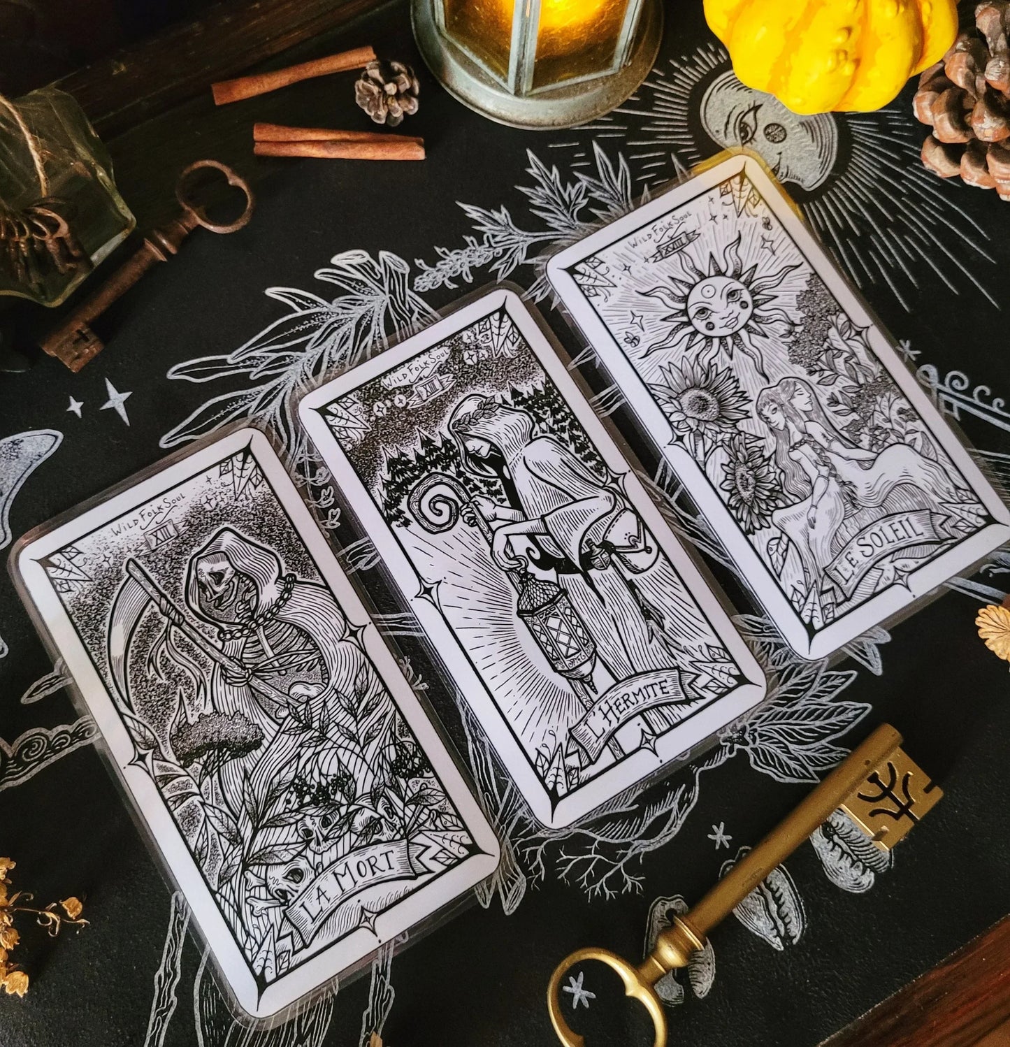 Marques pages Carte de Tarot -La Mort, L'Hermite, Le Soleil, Le Chariot, L'Impératrice, Le Monde -