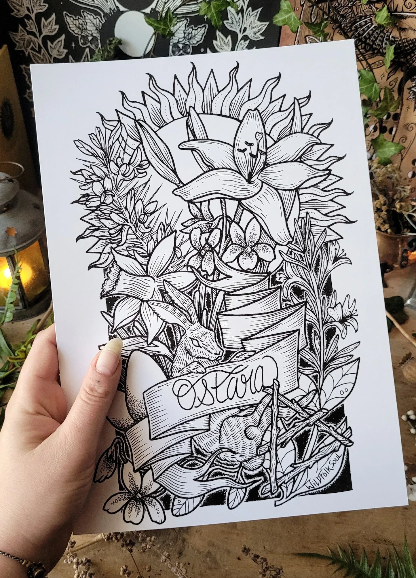 Affiche Sabbat d'Ostara & fiche magique - format A4 - WildFolkSoul