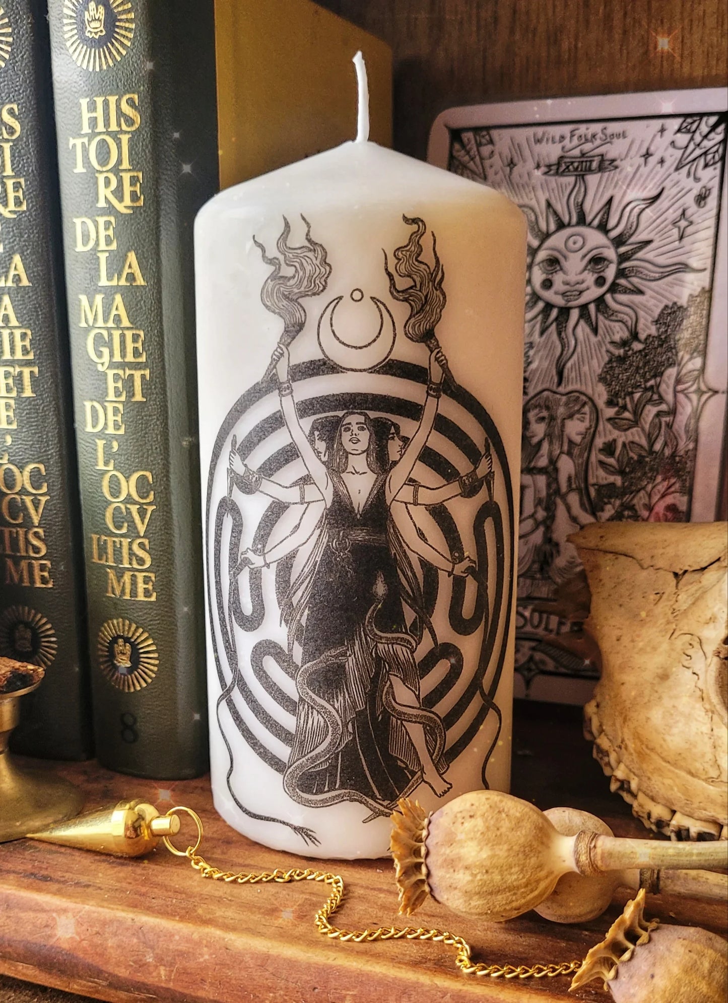 Unscented white Hecate candle