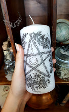 Load image into Gallery viewer, White Herbal Pentacle Candle Unscented