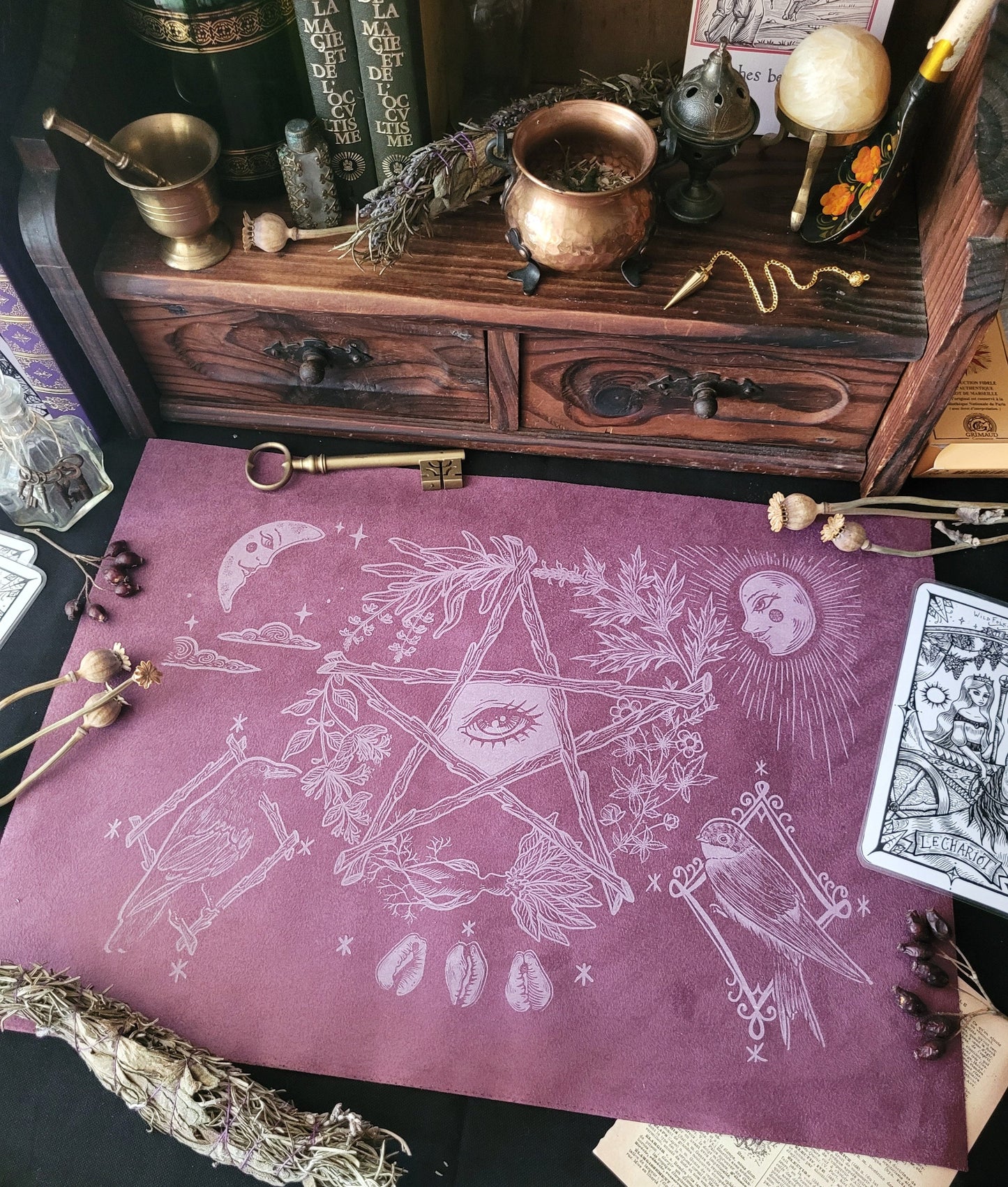 Tapis de tirage de Tarot - Symboles de Divination