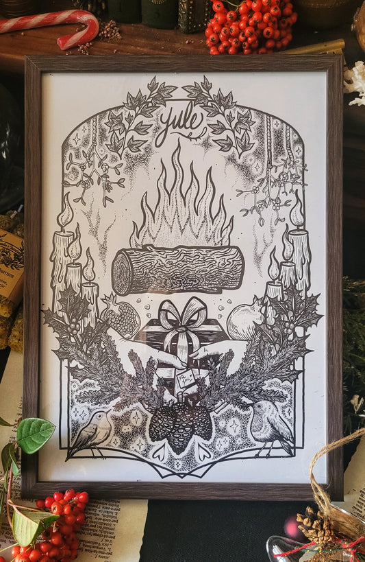 Affiche Sabbat de Yule & fiche magique  - format A4