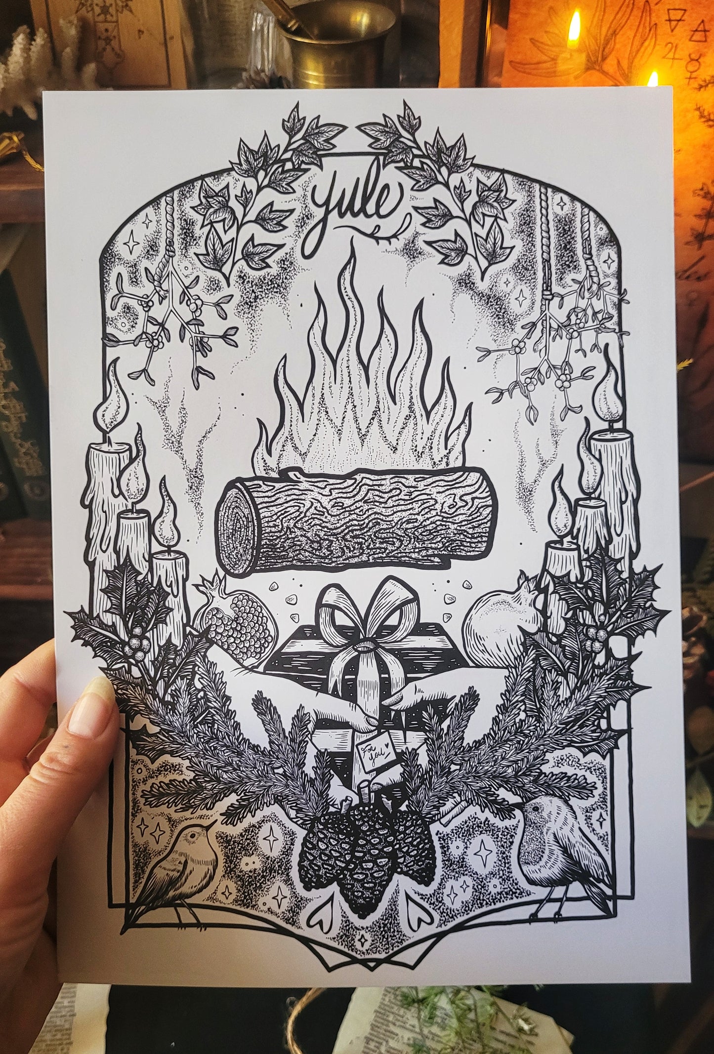 Affiche Sabbat de Yule & fiche magique  - format A4