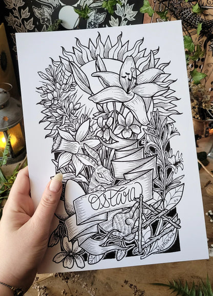 Affiche Sabbat d'Ostara & fiche magique - format A4 - WildFolkSoul