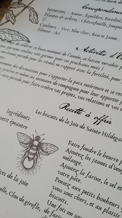 Affiche Sabbat d'Ostara & fiche magique - format A4 - WildFolkSoul