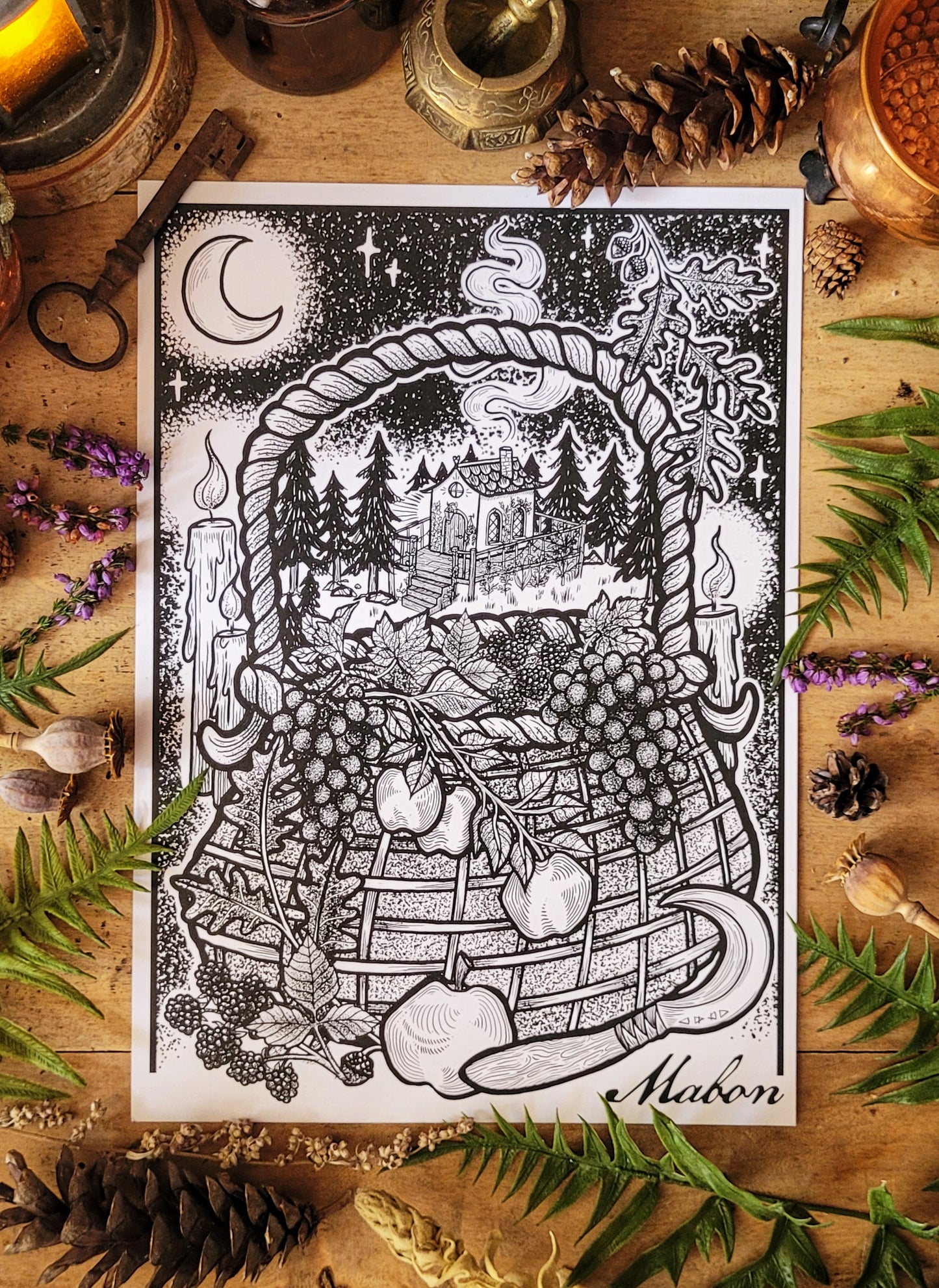 Affiche Sabbat de Mabon & fiche magique  - format A4