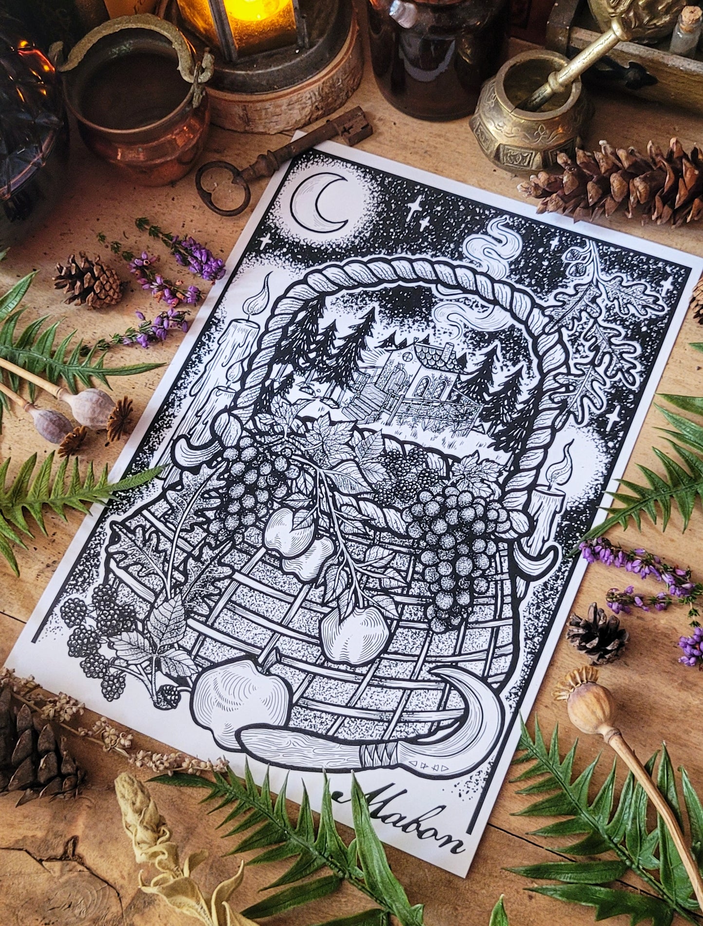 Affiche Sabbat de Mabon & fiche magique  - format A4