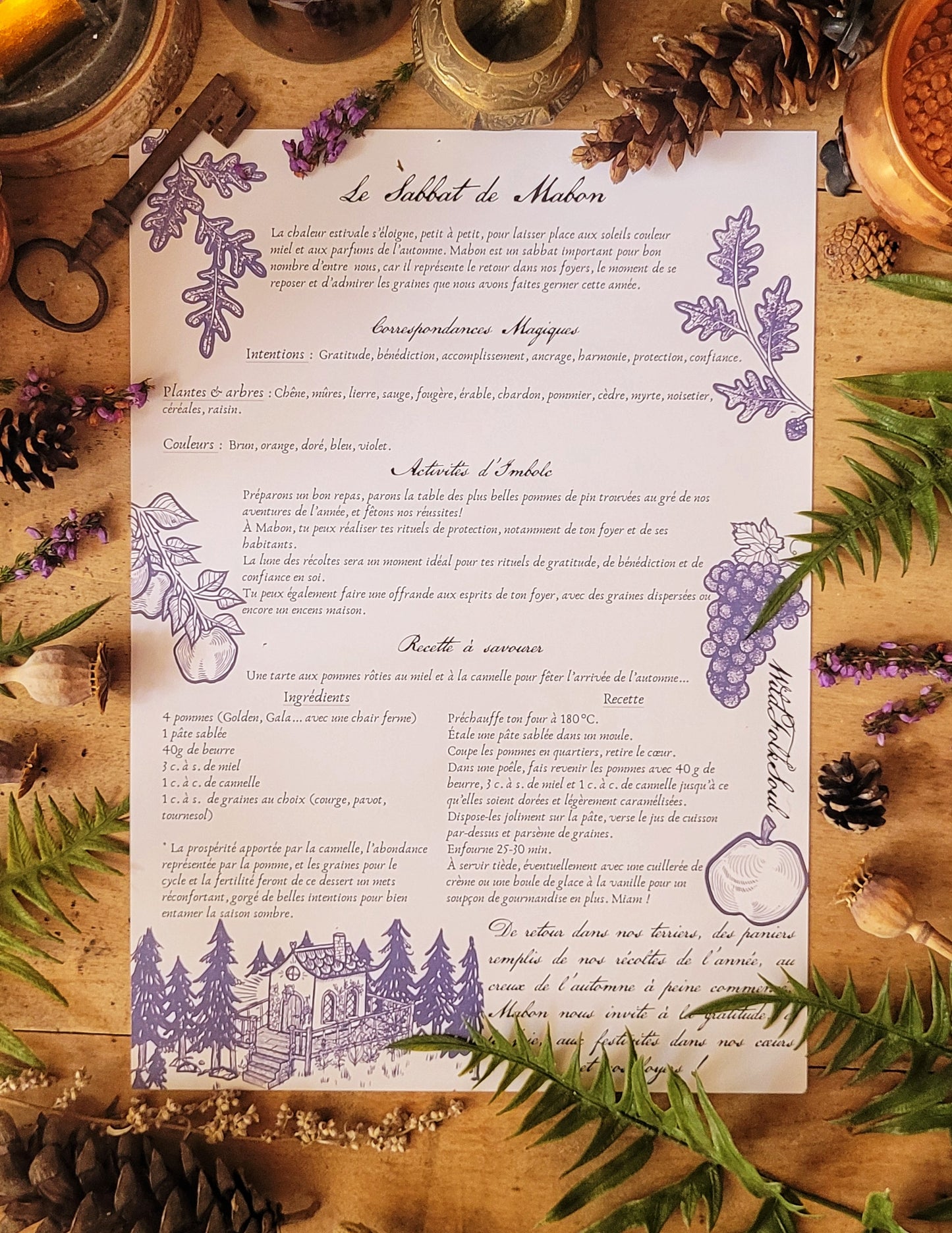 Affiche Sabbat de Mabon & fiche magique  - format A4