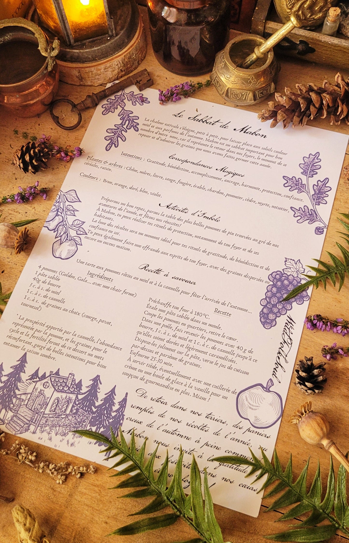 Affiche Sabbat de Mabon & fiche magique  - format A4