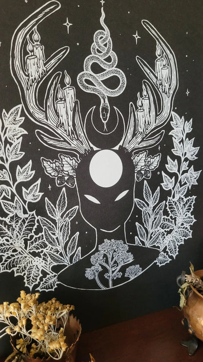 Affiches sérigraphiées Cernunnos - A3 - WildFolkSoul