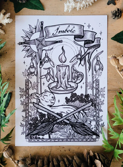 Affiche Sabbat d'Imbolc & fiche magique - format A4 - WildFolkSoul