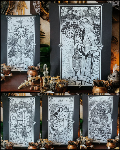 Affiches sérigraphiées Arcanes de Tarot - A3 - WildFolkSoul