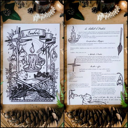 Affiche Sabbat d'Imbolc & fiche magique - format A4 - WildFolkSoul