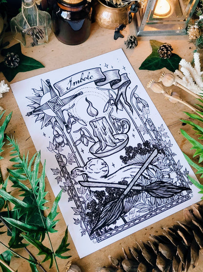 Affiche Sabbat d'Imbolc & fiche magique - format A4 - WildFolkSoul