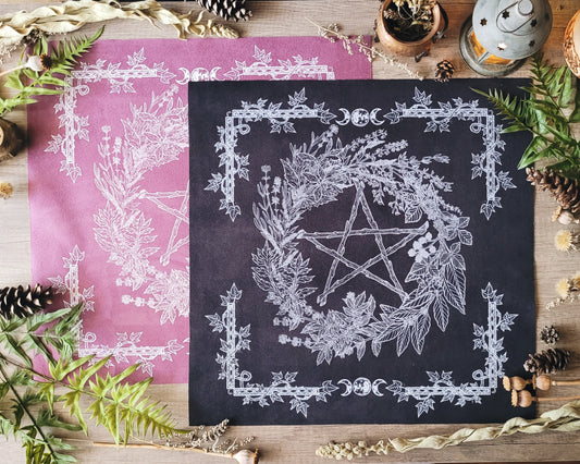Tapis D'autel - Pentacle de l'Herboriste (floral version)