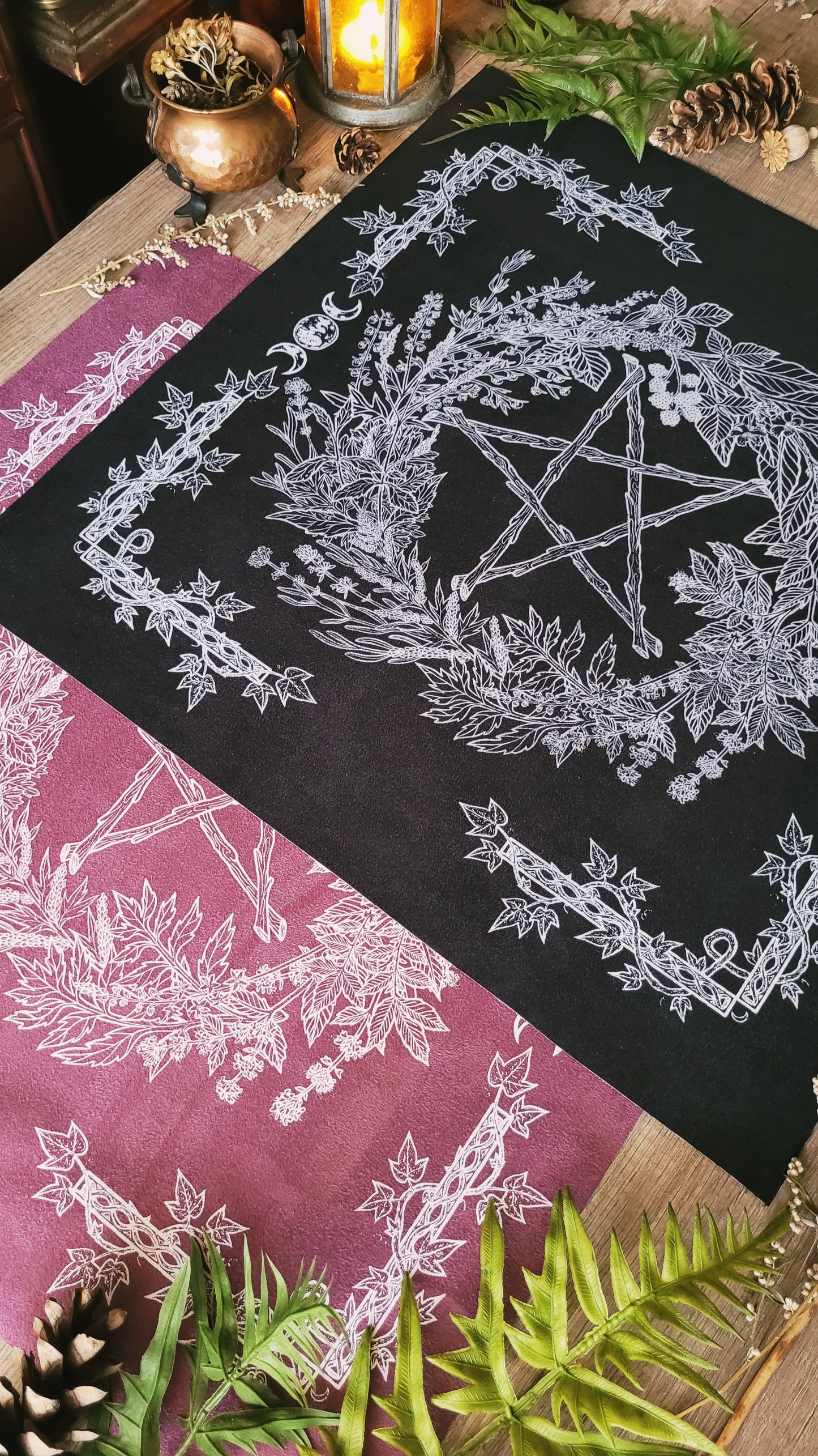 Tapis D'autel - Pentacle de l'Herboriste (floral version)