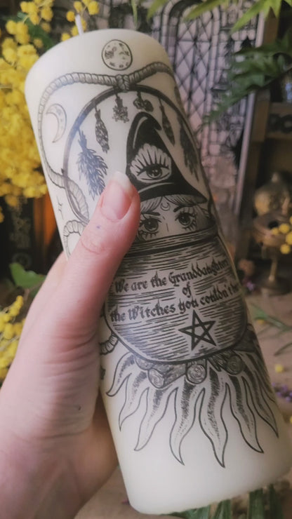 Bougie pilier - Sorcière au Chaudron