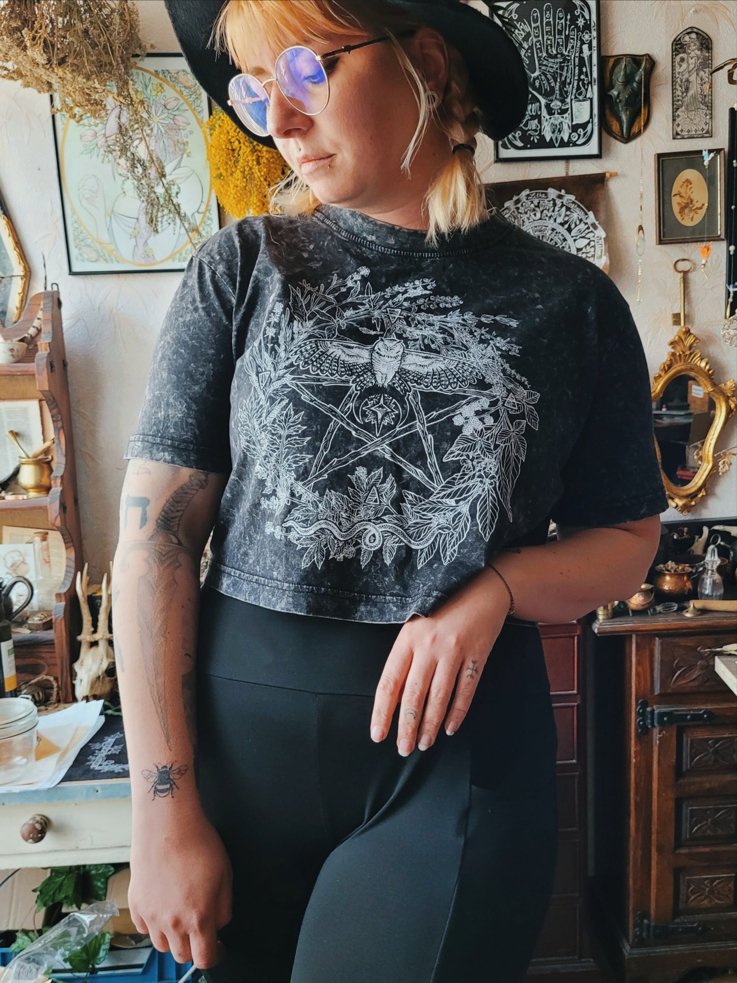 Le Pentacle de l'Herboriste - Crop Top gris