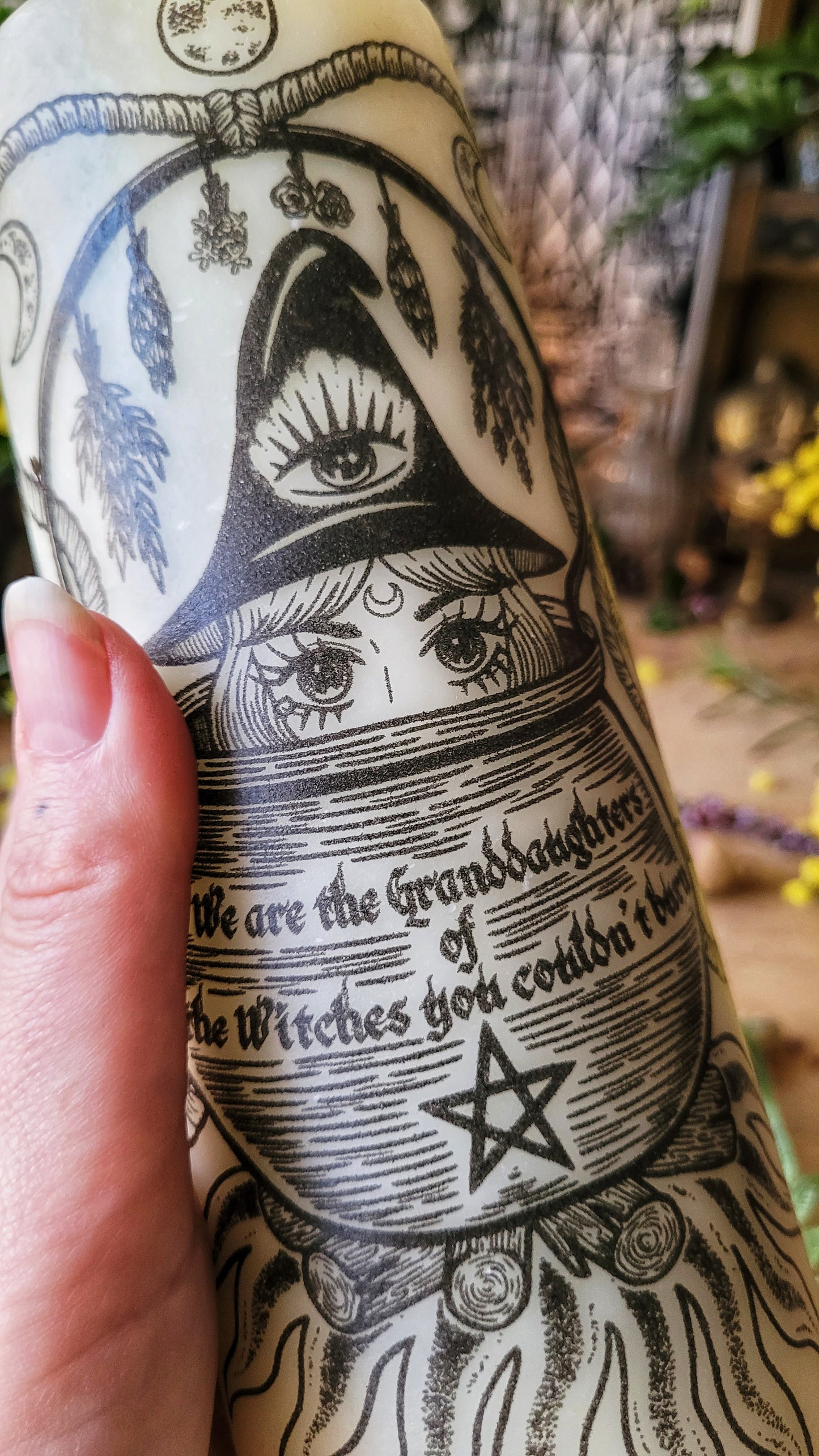 Bougie pilier - Sorcière au Chaudron