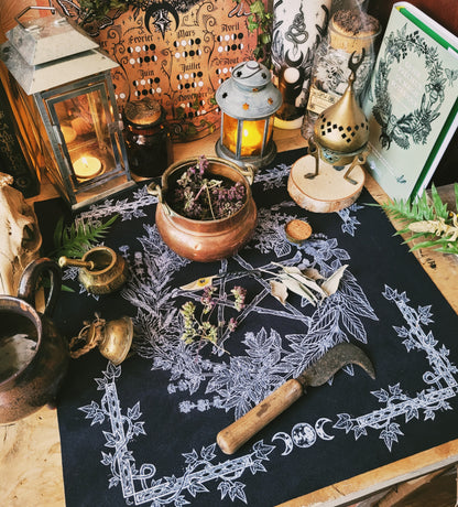 Tapis D'autel - Pentacle de l'Herboriste (floral version)