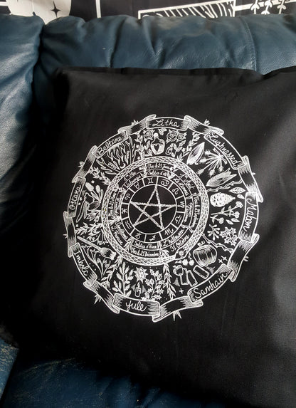 Housse de Coussin Roue de l'année Noir