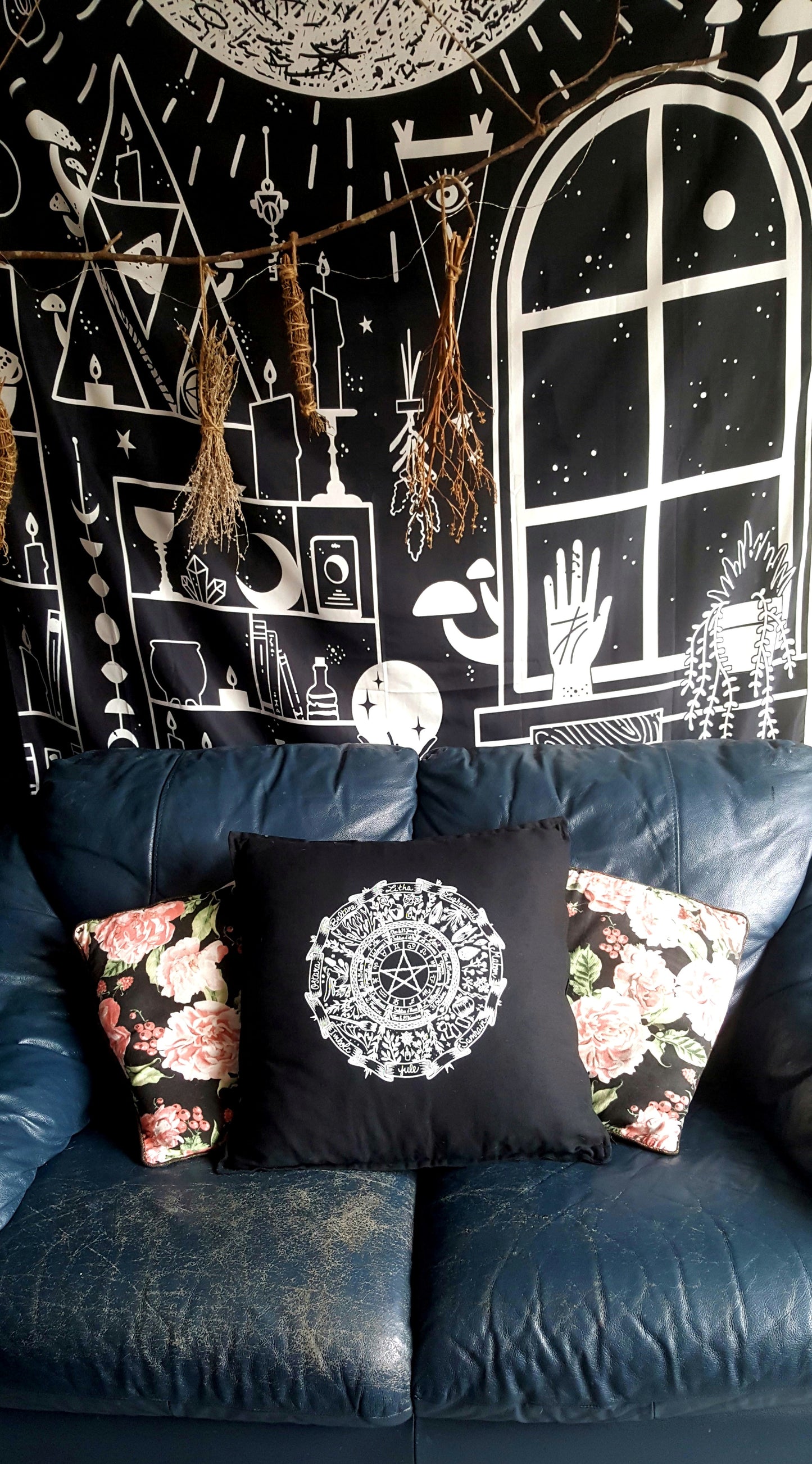 Housse de Coussin Roue de l'année Noir