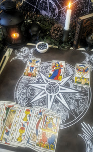 Large Tarot Mat Wheel of the Year of Ishtar and Triple Moon
