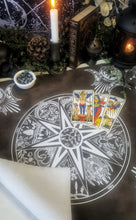 Load image into Gallery viewer, Large Tarot Mat Wheel of the Year of Ishtar and Triple Moon