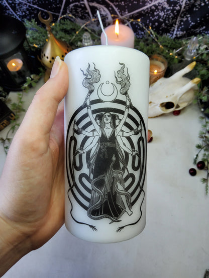 Unscented white Hecate candle