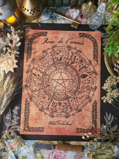 Affiche Roue de l'année & Sabbats format A3 - WildFolkSoul
