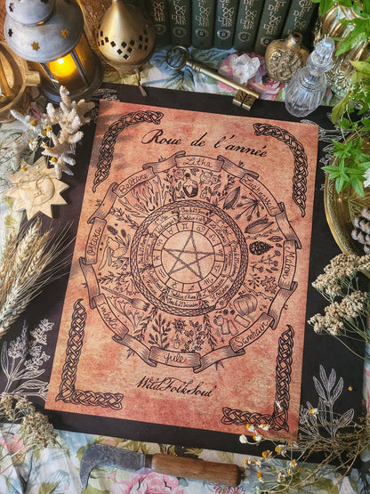 Affiche Roue de l'année & Sabbats format A3 - WildFolkSoul