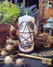 Load image into Gallery viewer, White Herbal Pentacle Candle Unscented 