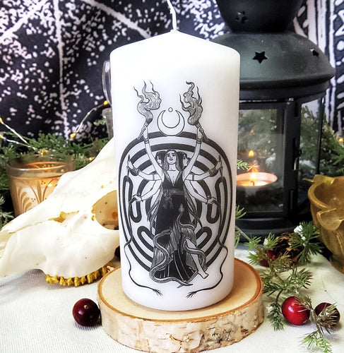 Unscented white Hecate candle